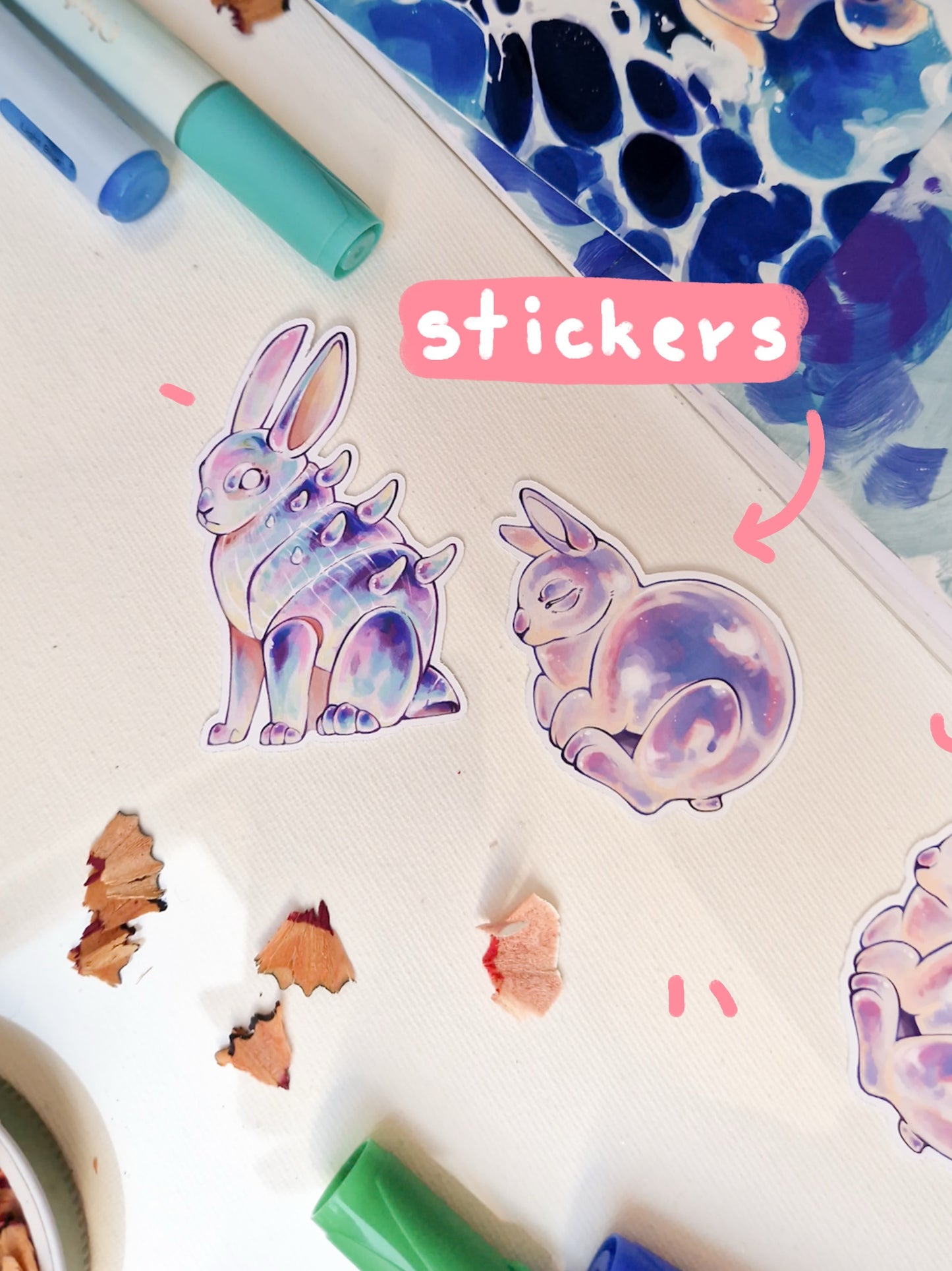 Seashell bunny stickers