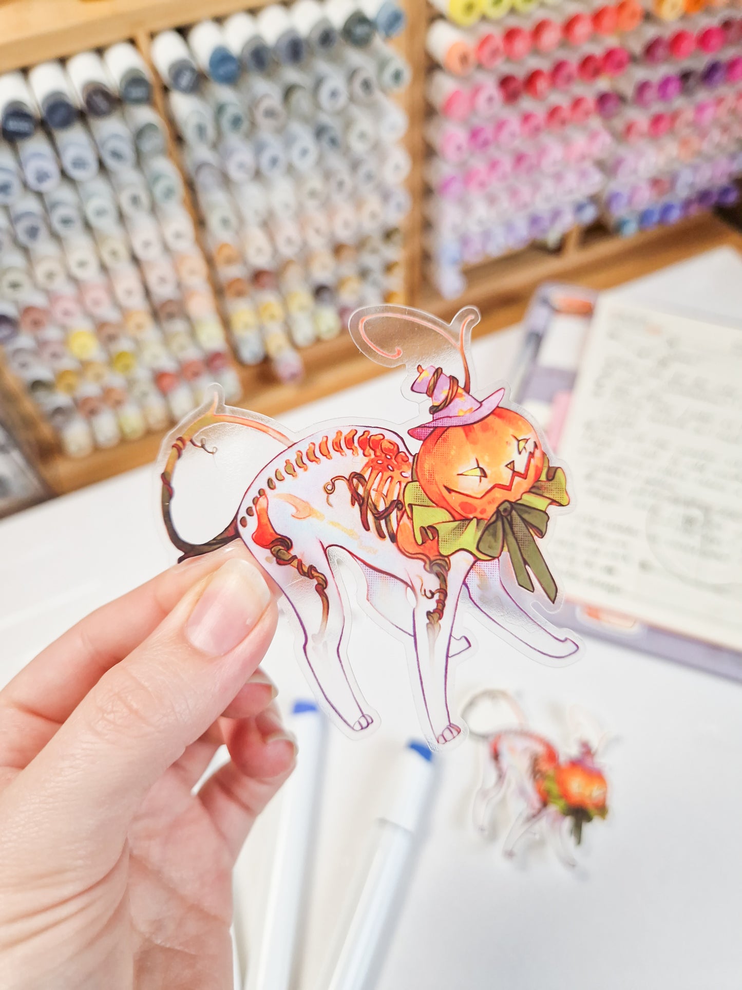Pumpkin cat Twister - clear sticker