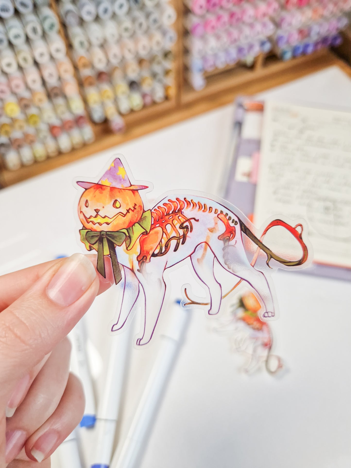 Pumpkin cat Larch - clear sticker
