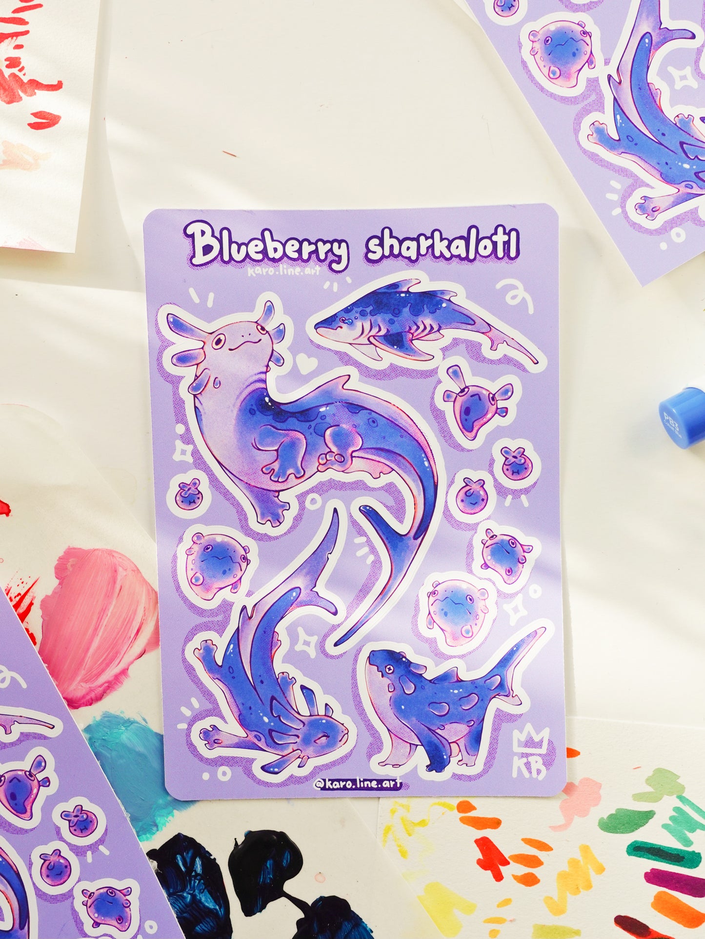 Blueberry axolotl sticker sheet - new size