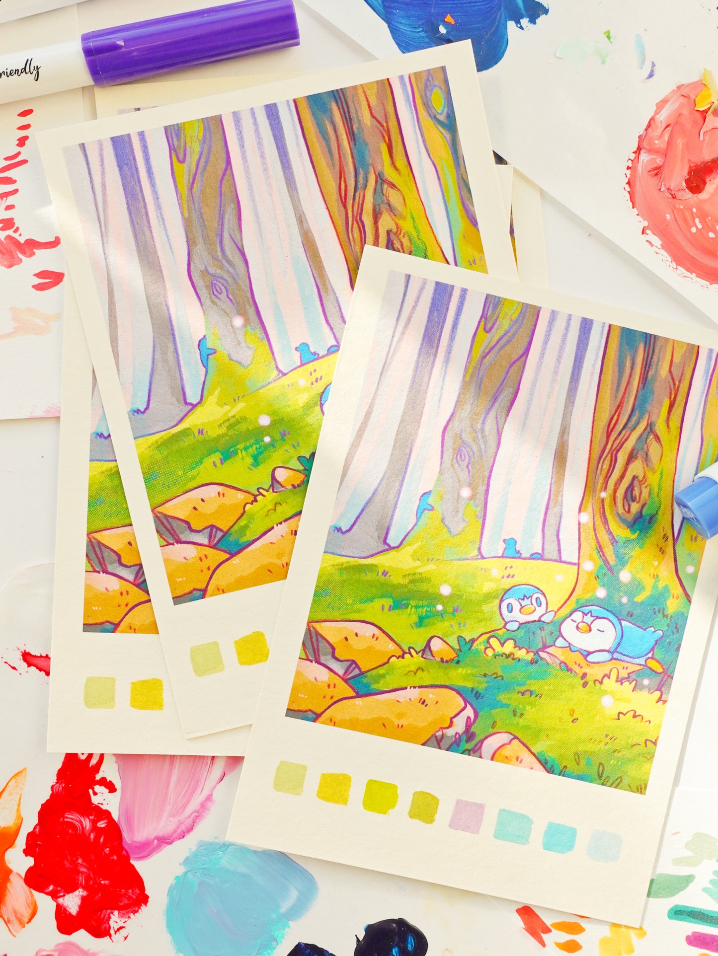 "Piplup sleeping in the forest" print