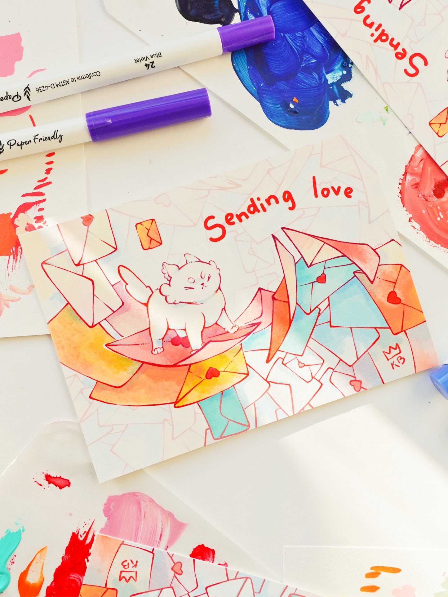 "Sending love" print