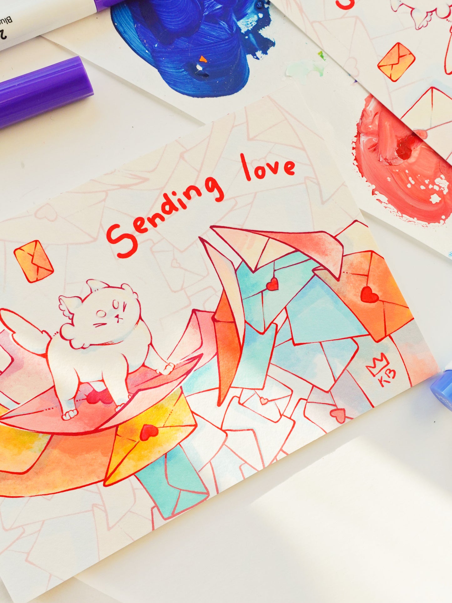 "Sending love" print