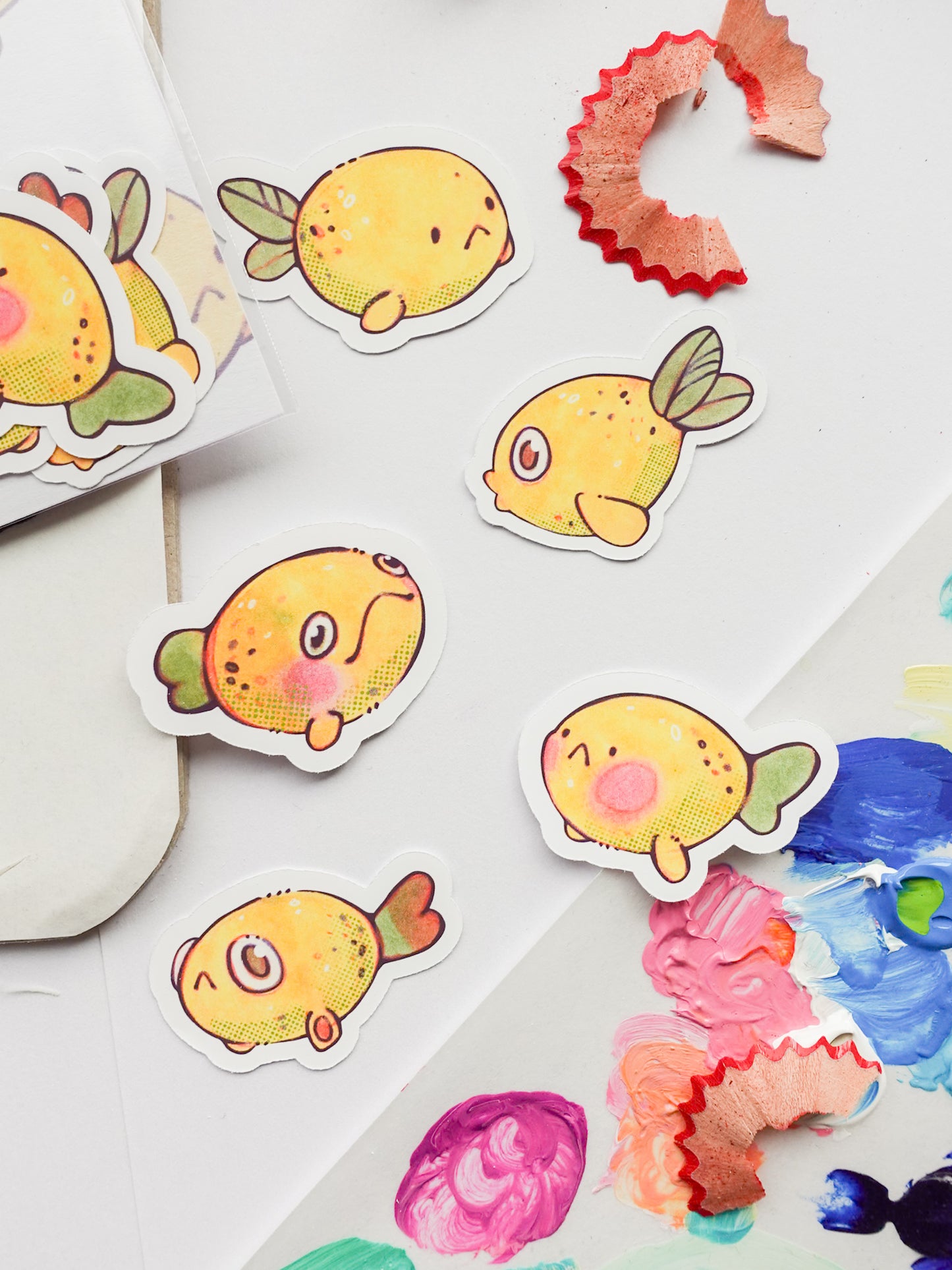 Lemon fish sticker set - set of five