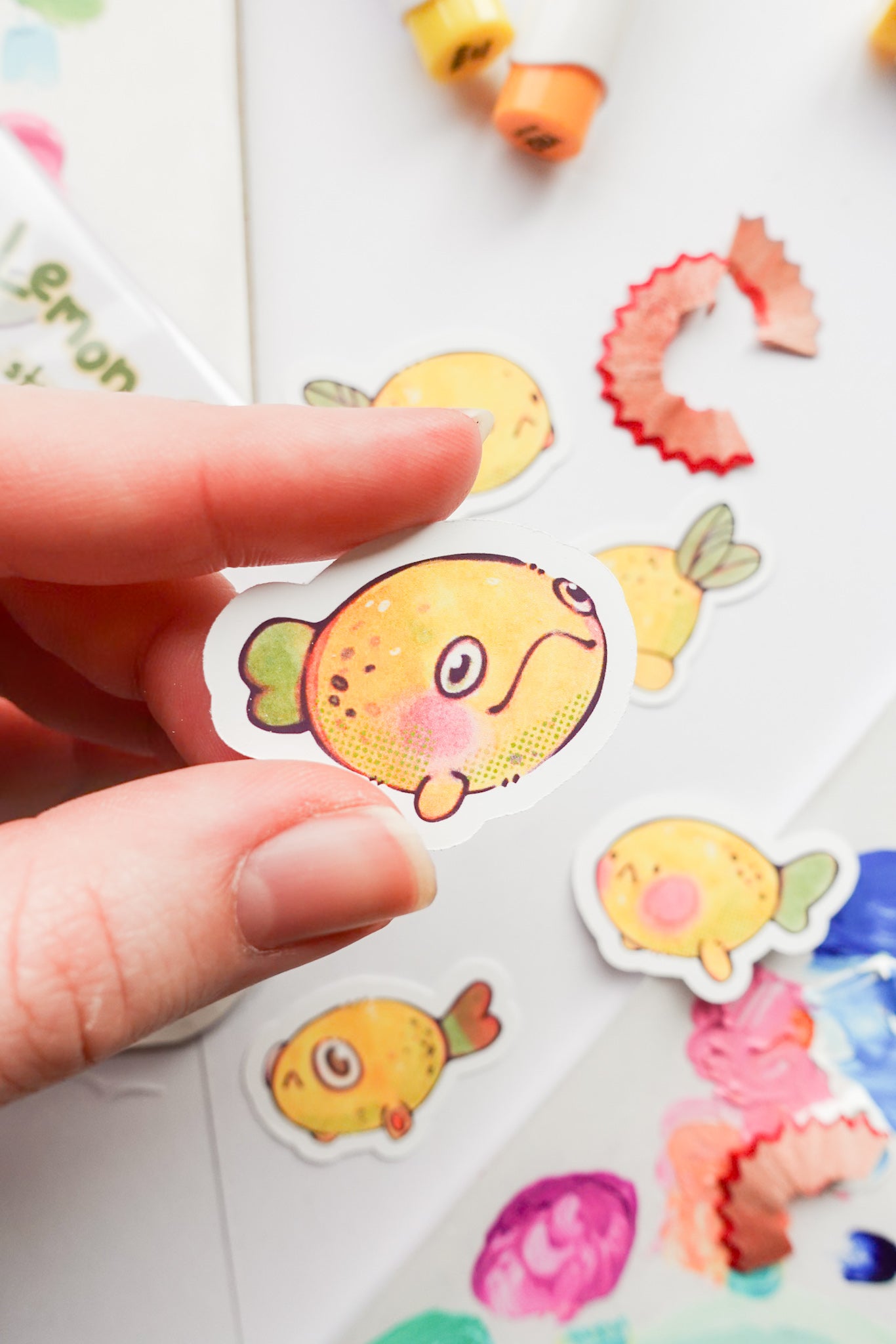 Lemon fish sticker set - set of five
