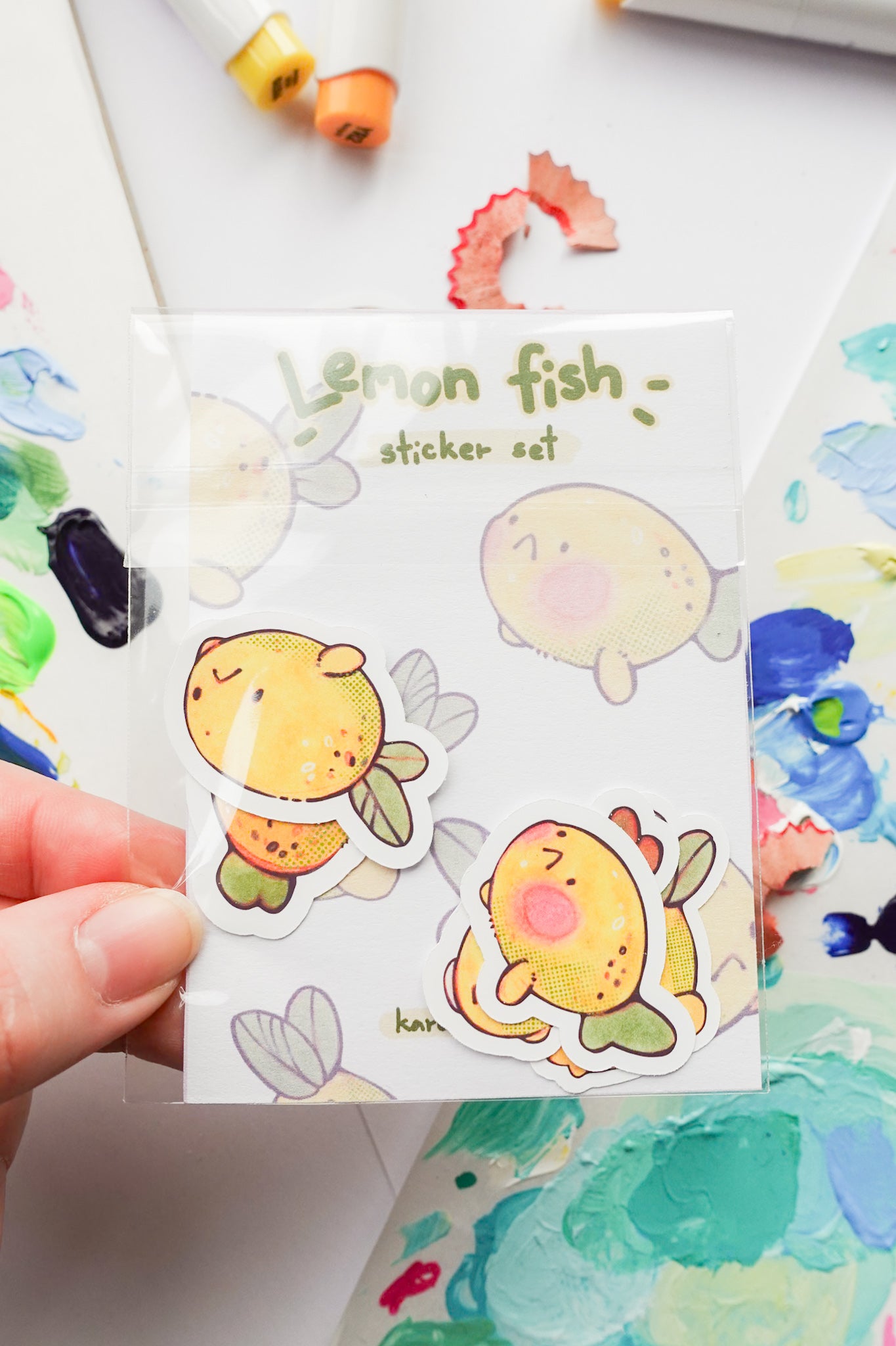 Lemon fish sticker set - set of five