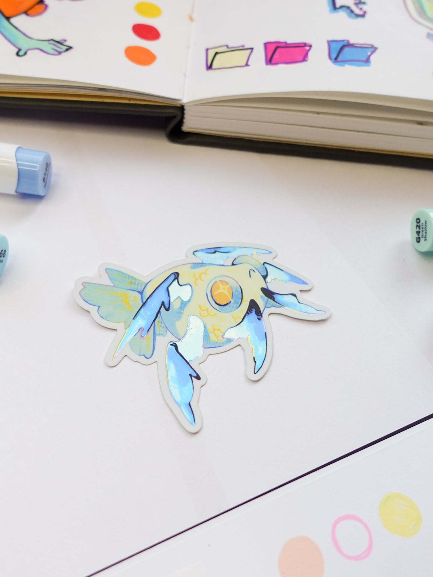 Angel fish sticker - matt with shine