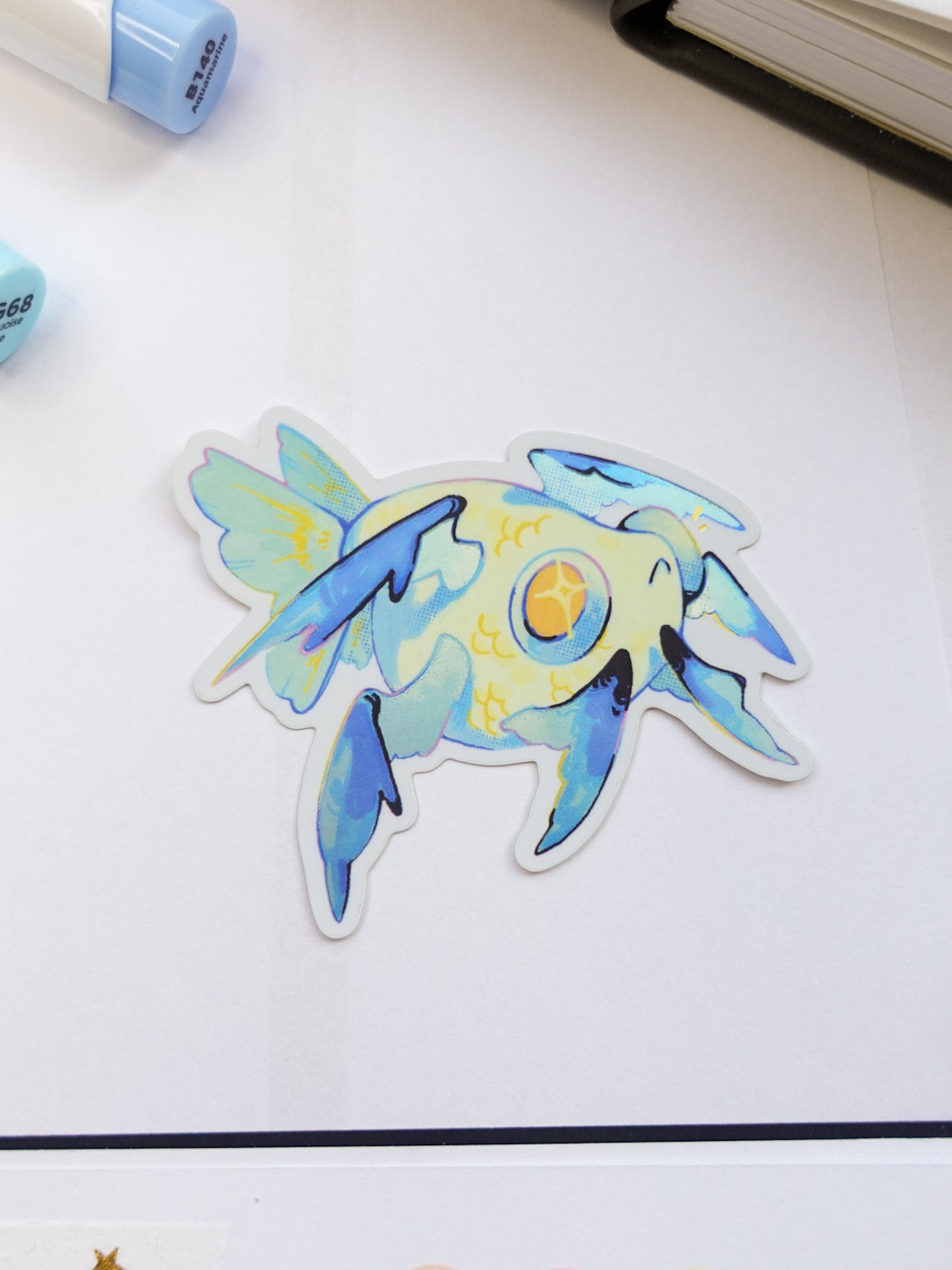 Angel fish sticker - matt with shine