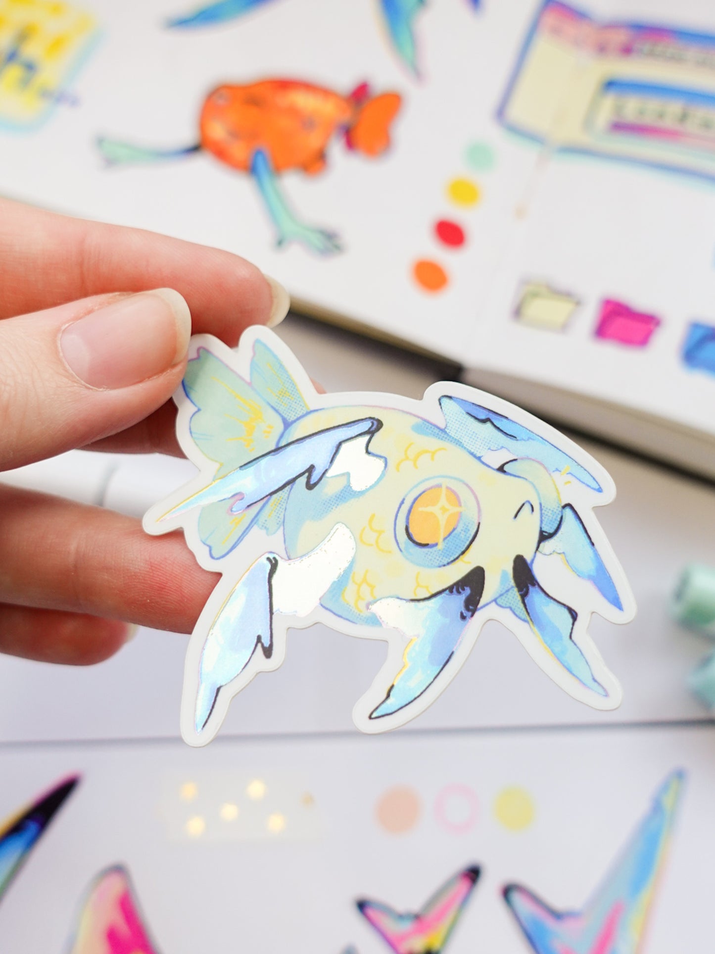 Angel fish sticker - matt with shine