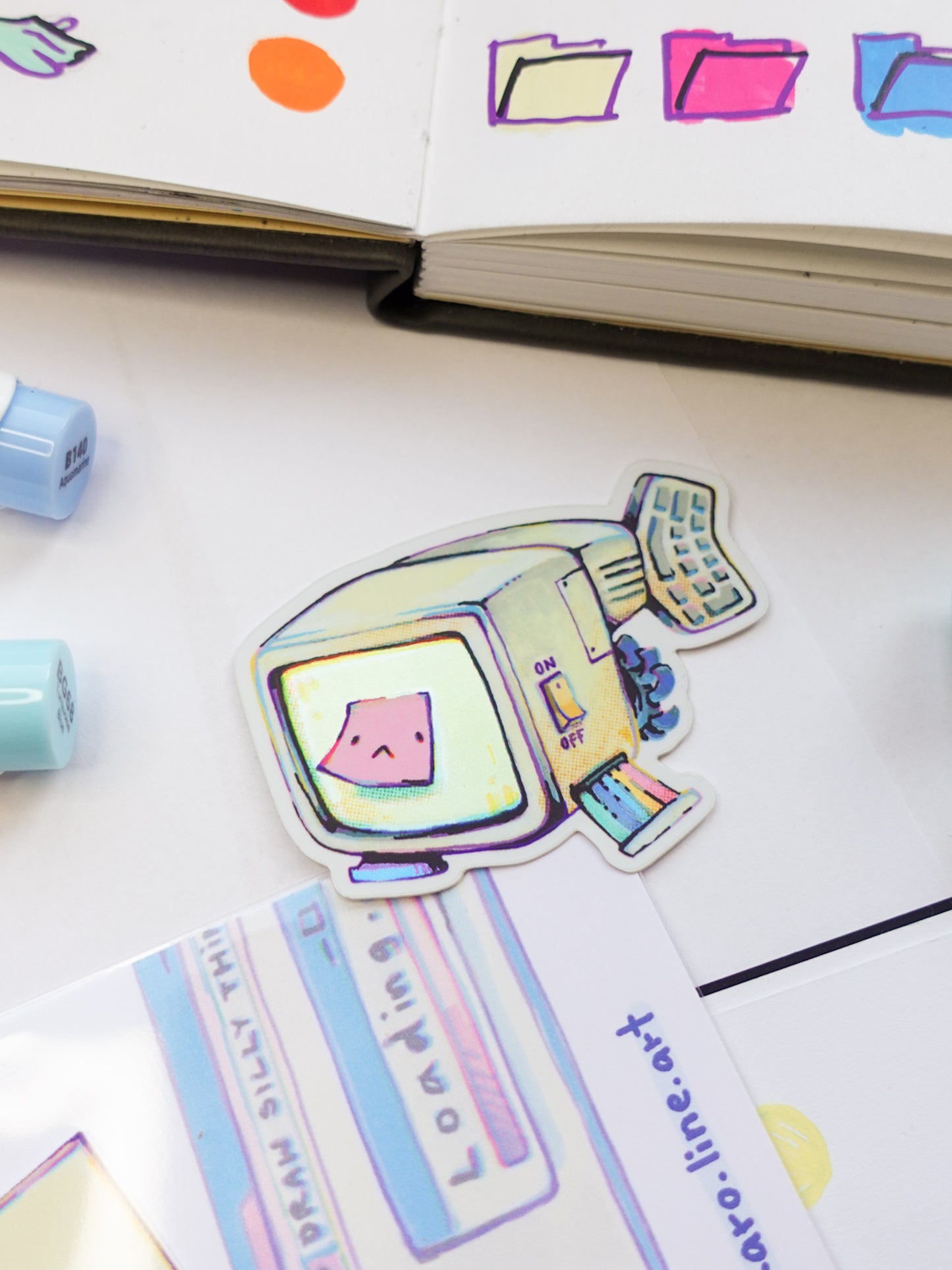 Computer fish sticker set - set of three