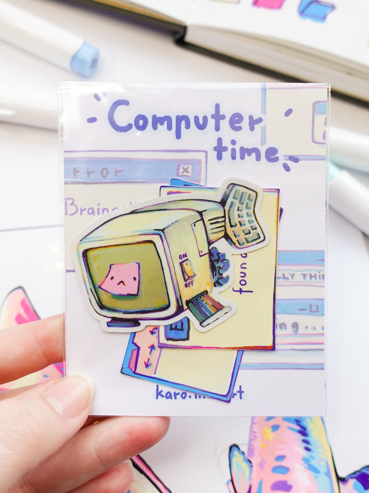 Computer fish sticker set - set of three