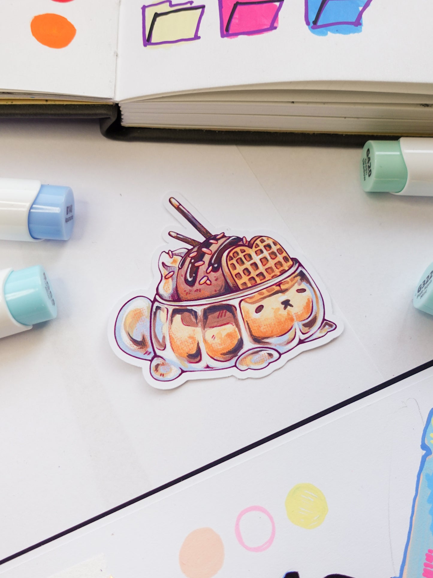 Bunny dessert sticker - matt