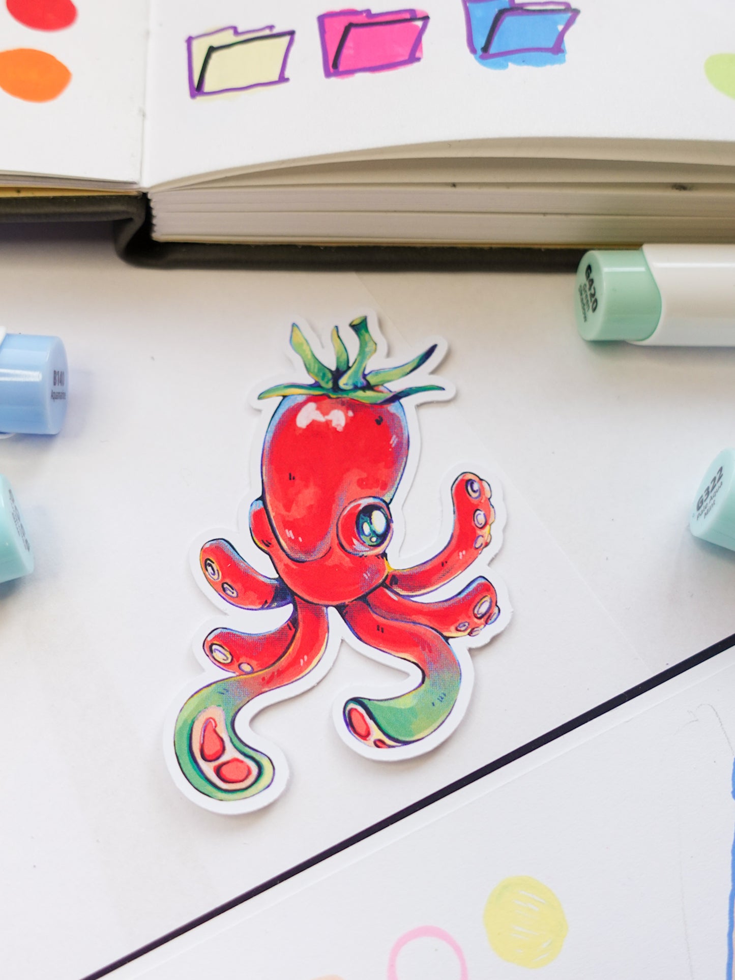 Tomato squid sticker - matt