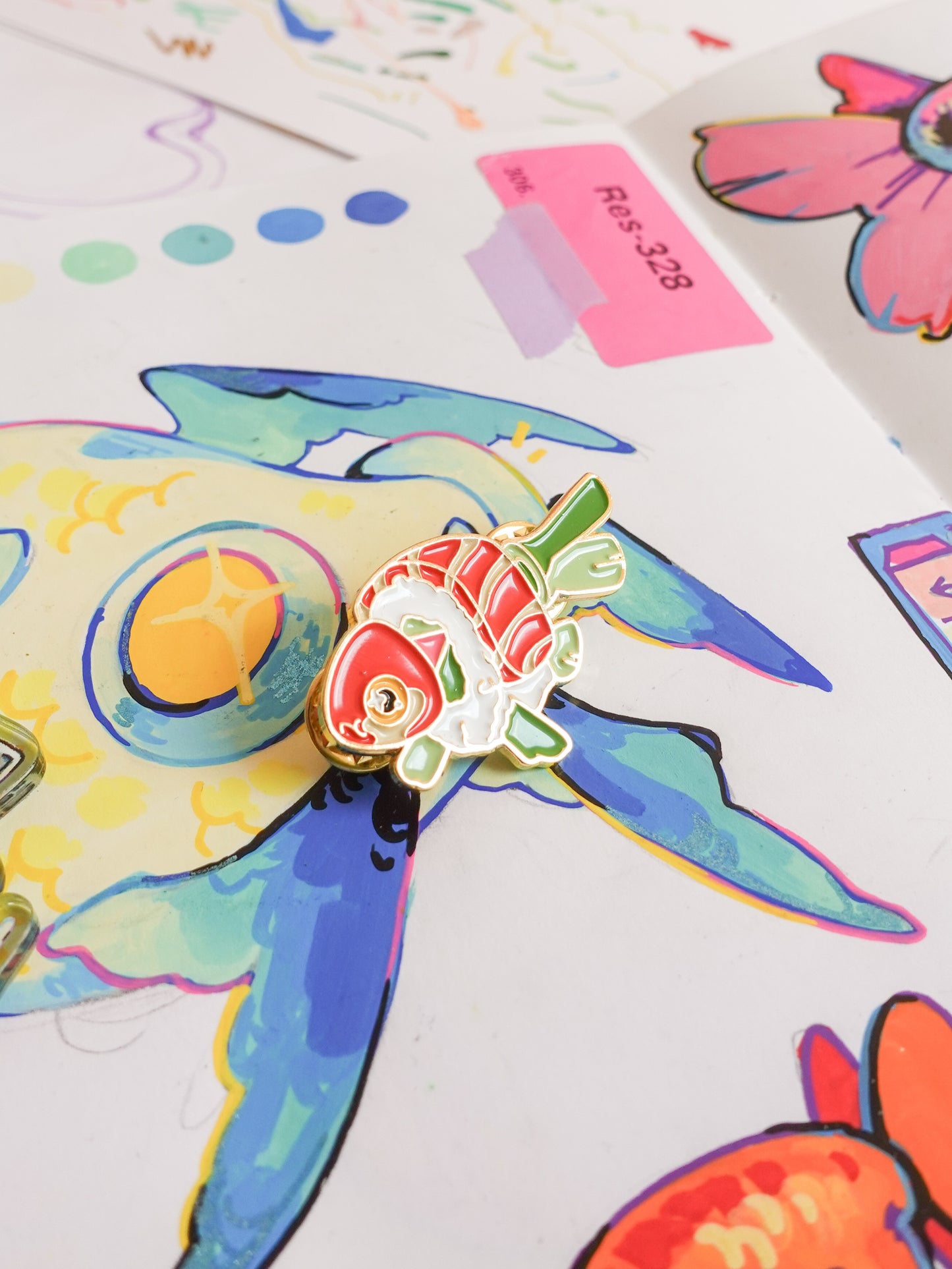 Sushi fish pin + free sticker