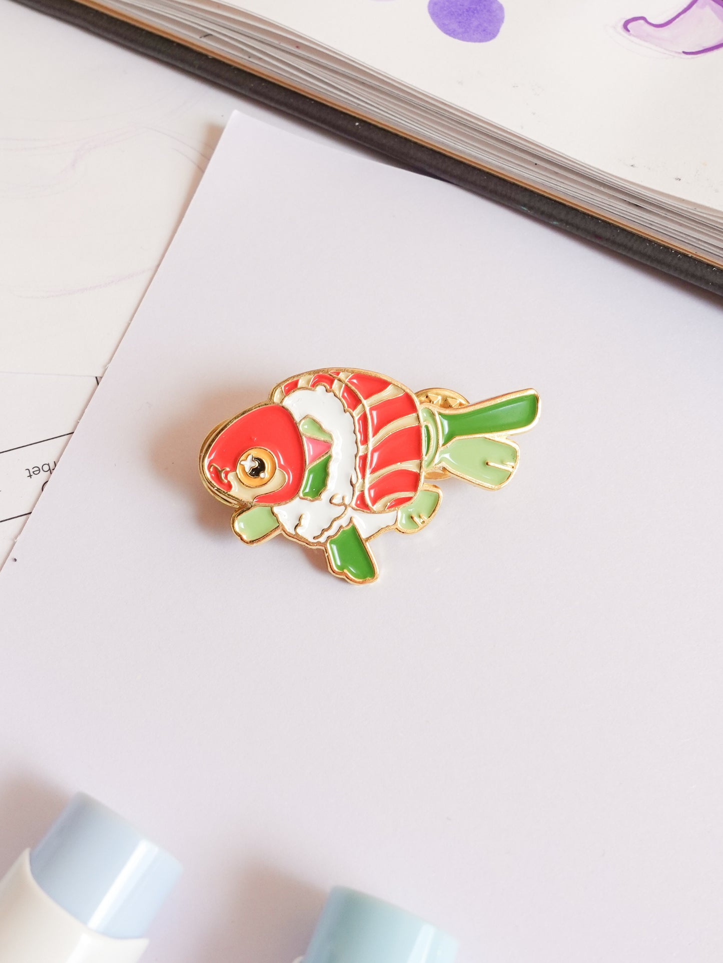 Sushi fish pin + free sticker