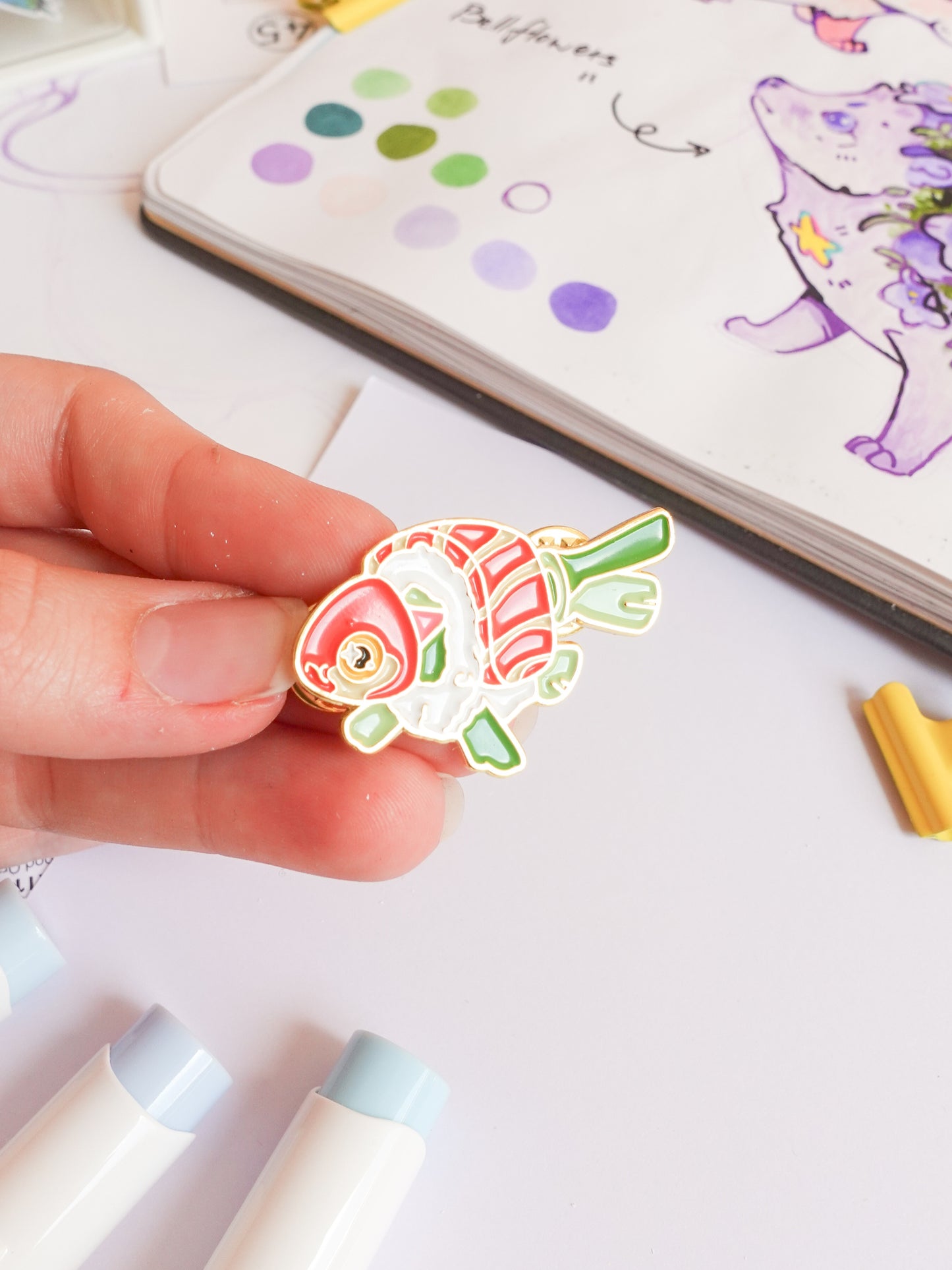 Sushi fish pin + free sticker