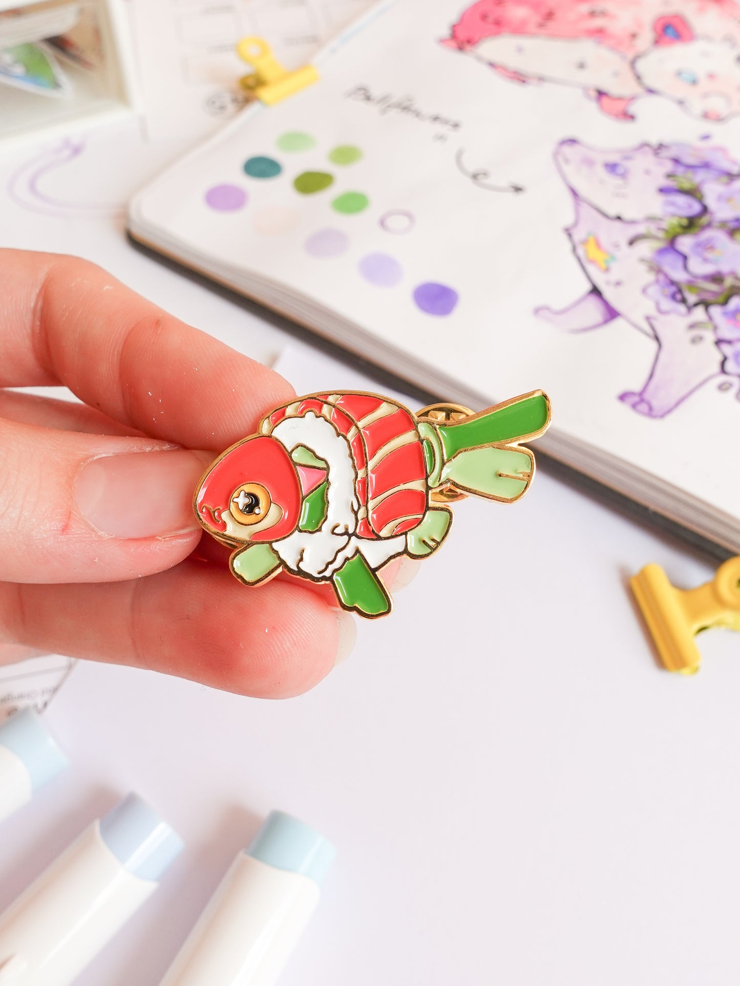 Sushi fish pin + free sticker