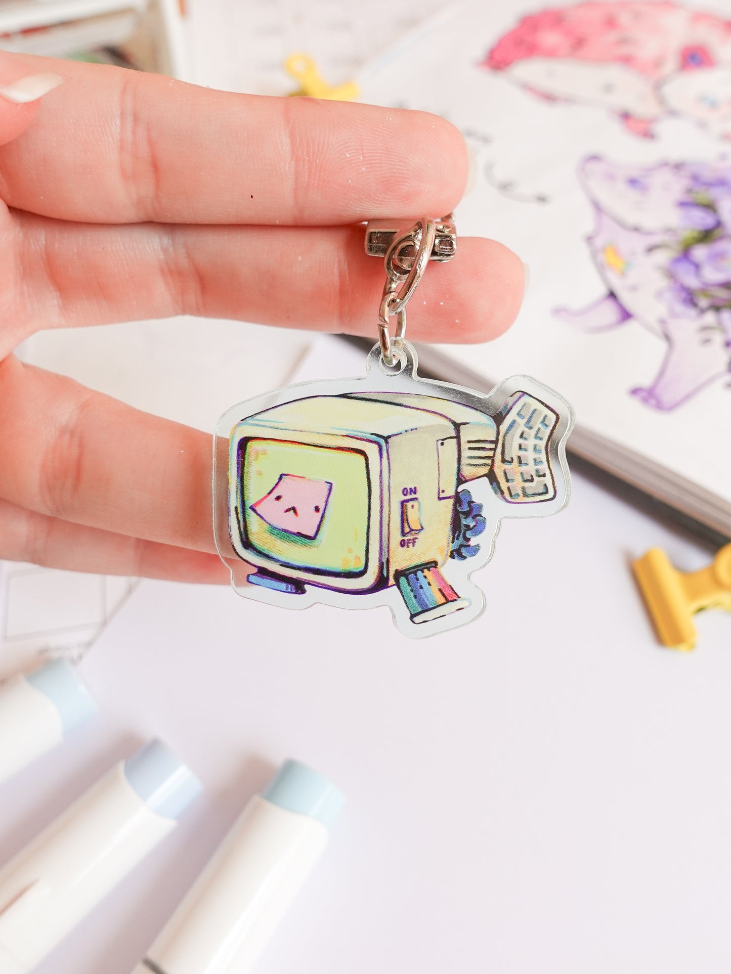 Computer fish keychain + free sticker