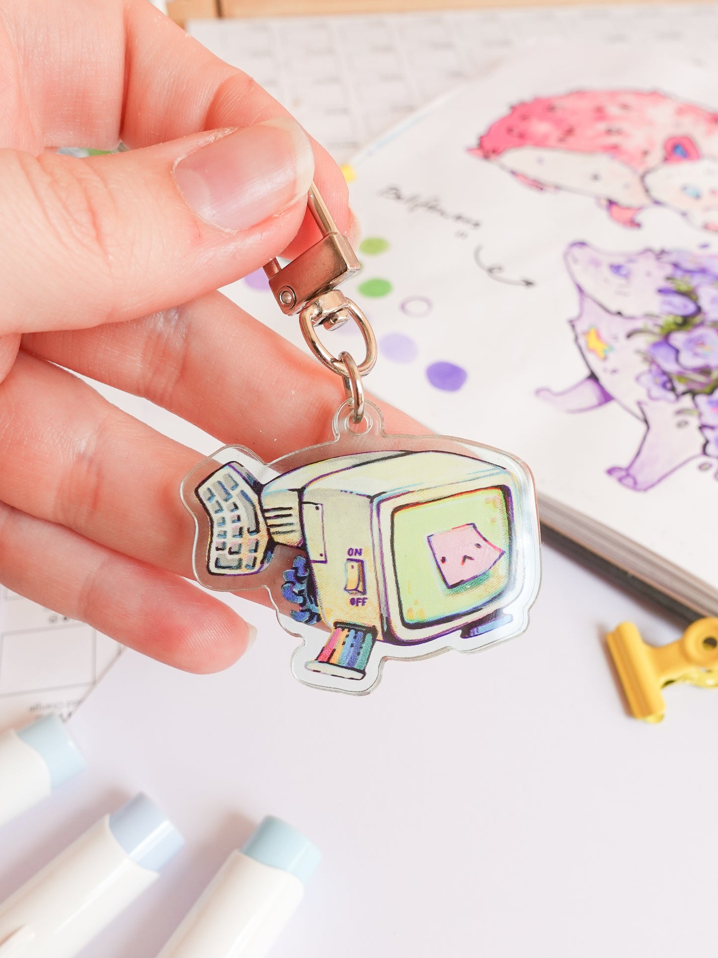 Computer fish keychain + free sticker