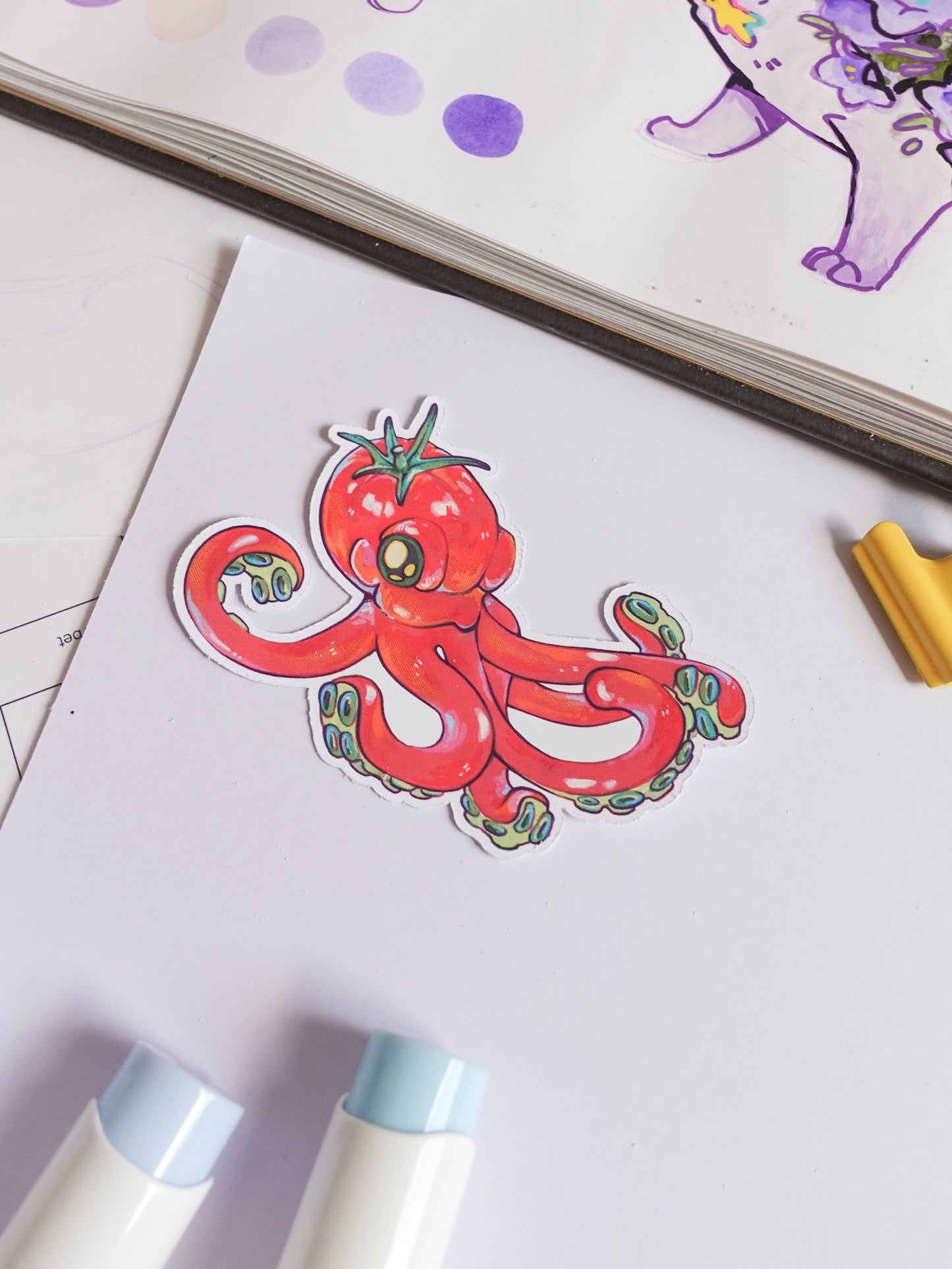 Tomatoe octopus sticker - matt