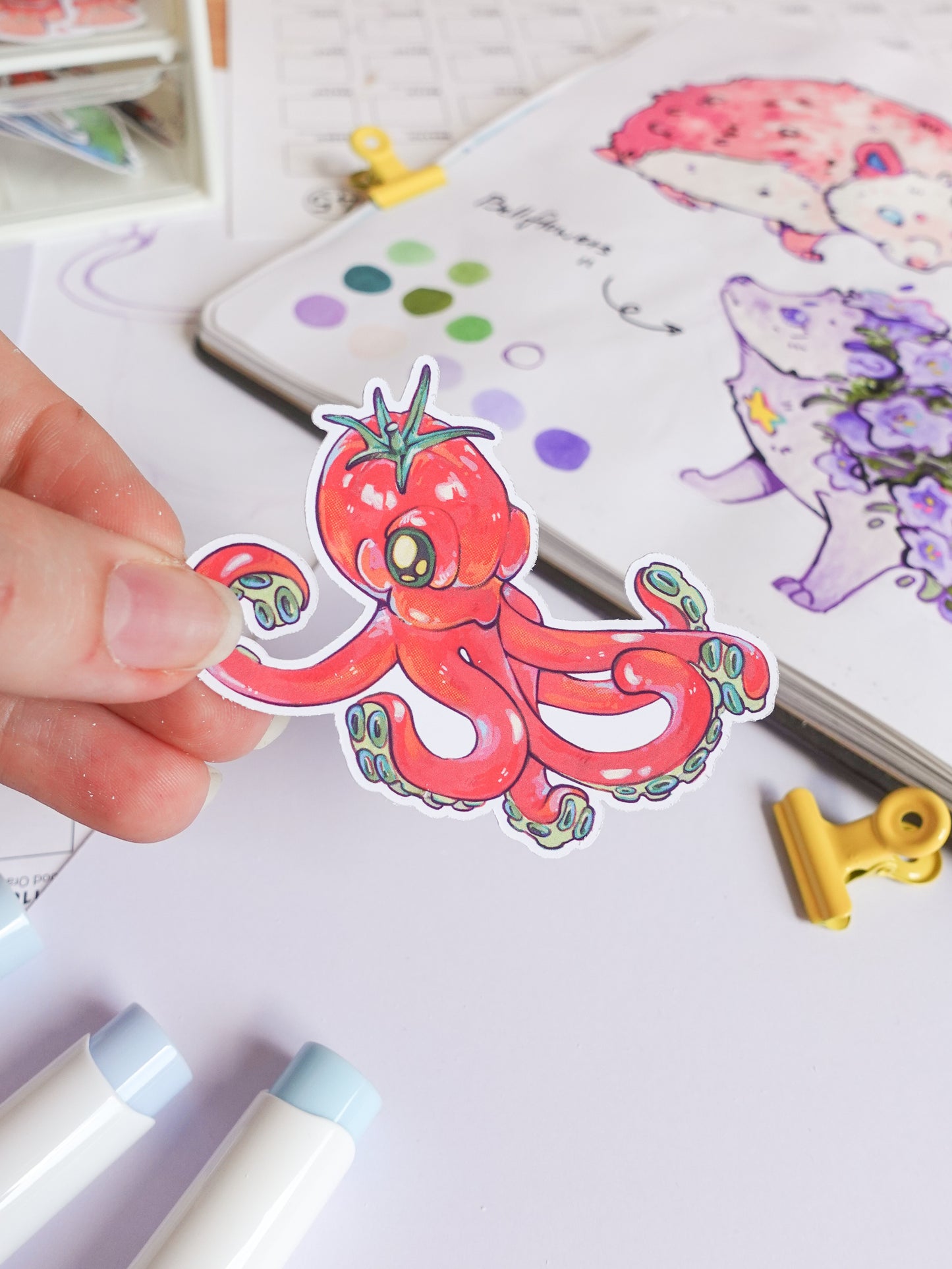 Tomatoe octopus sticker - matt