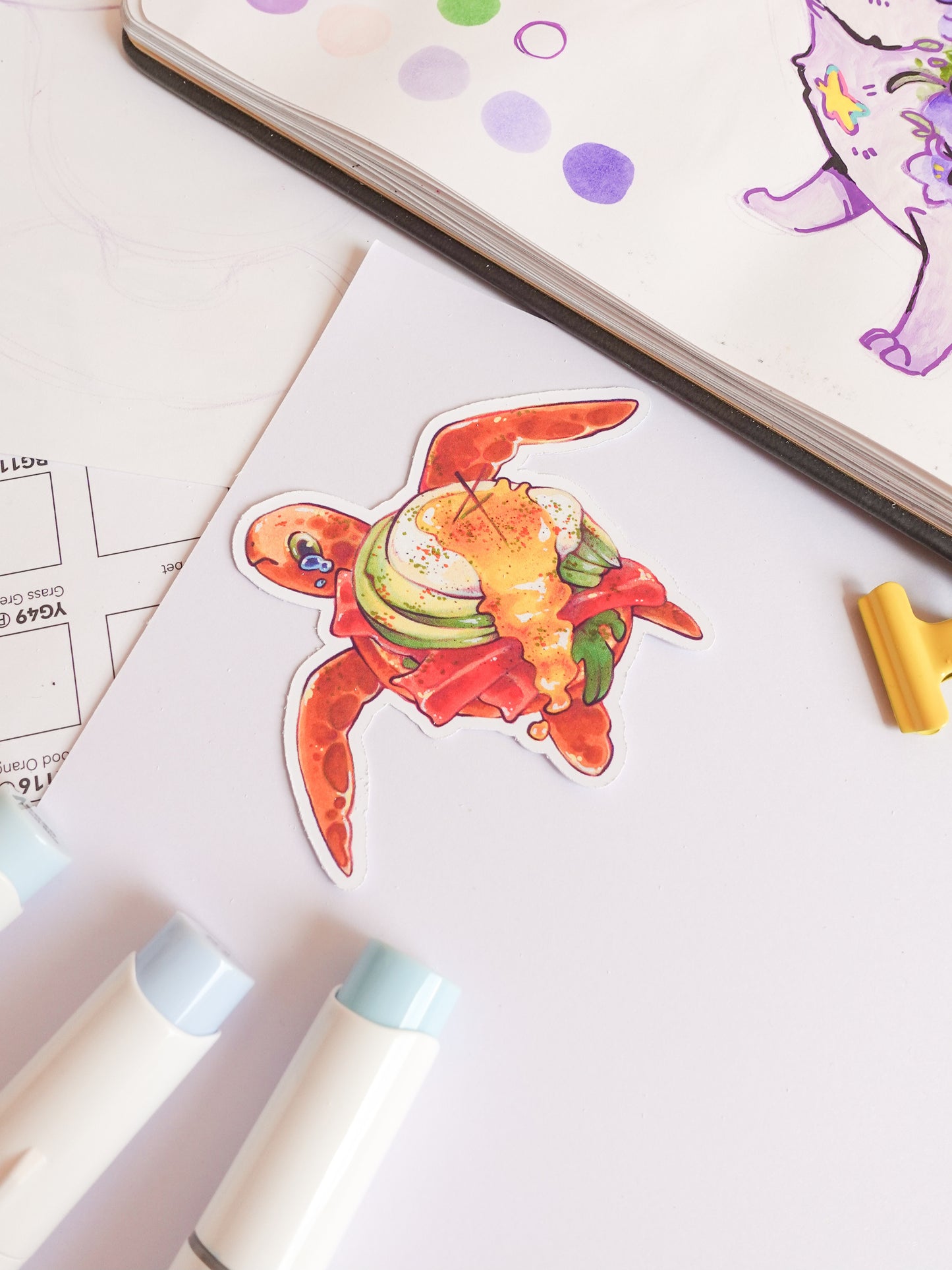 Breakfast turtle sticker - matt
