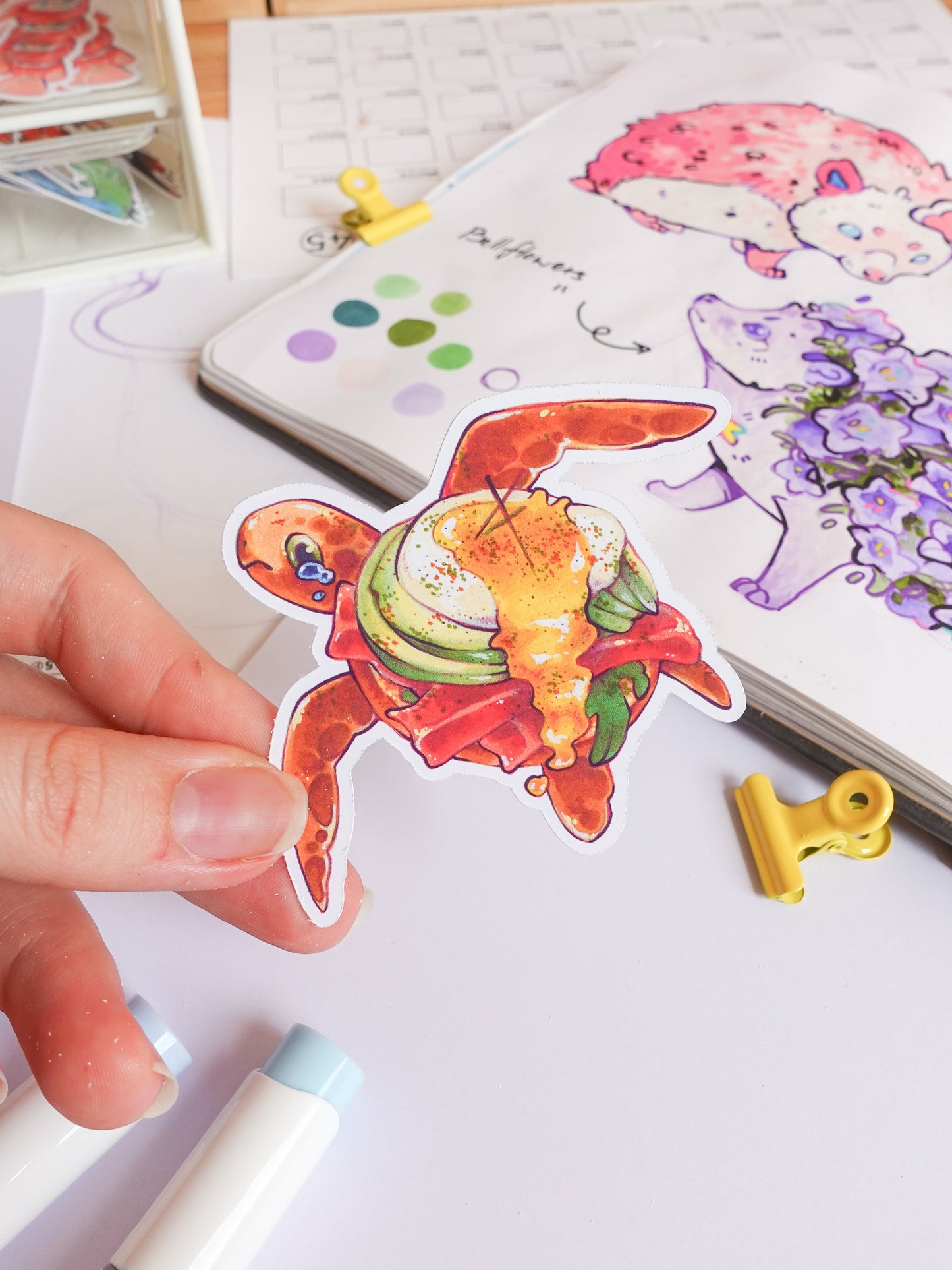 Breakfast turtle sticker - matt