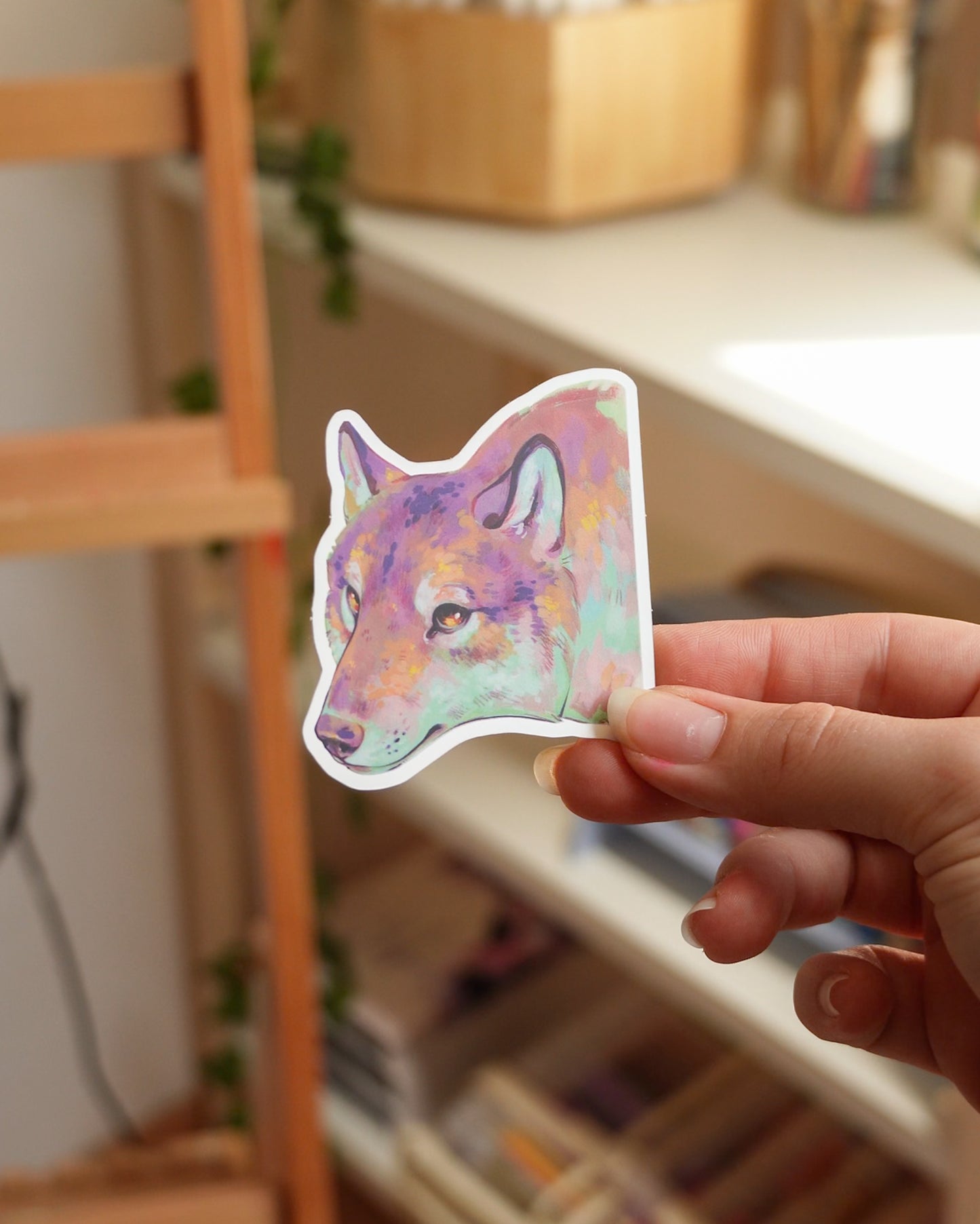 Copper wolf sticker - vinyl, metalic
