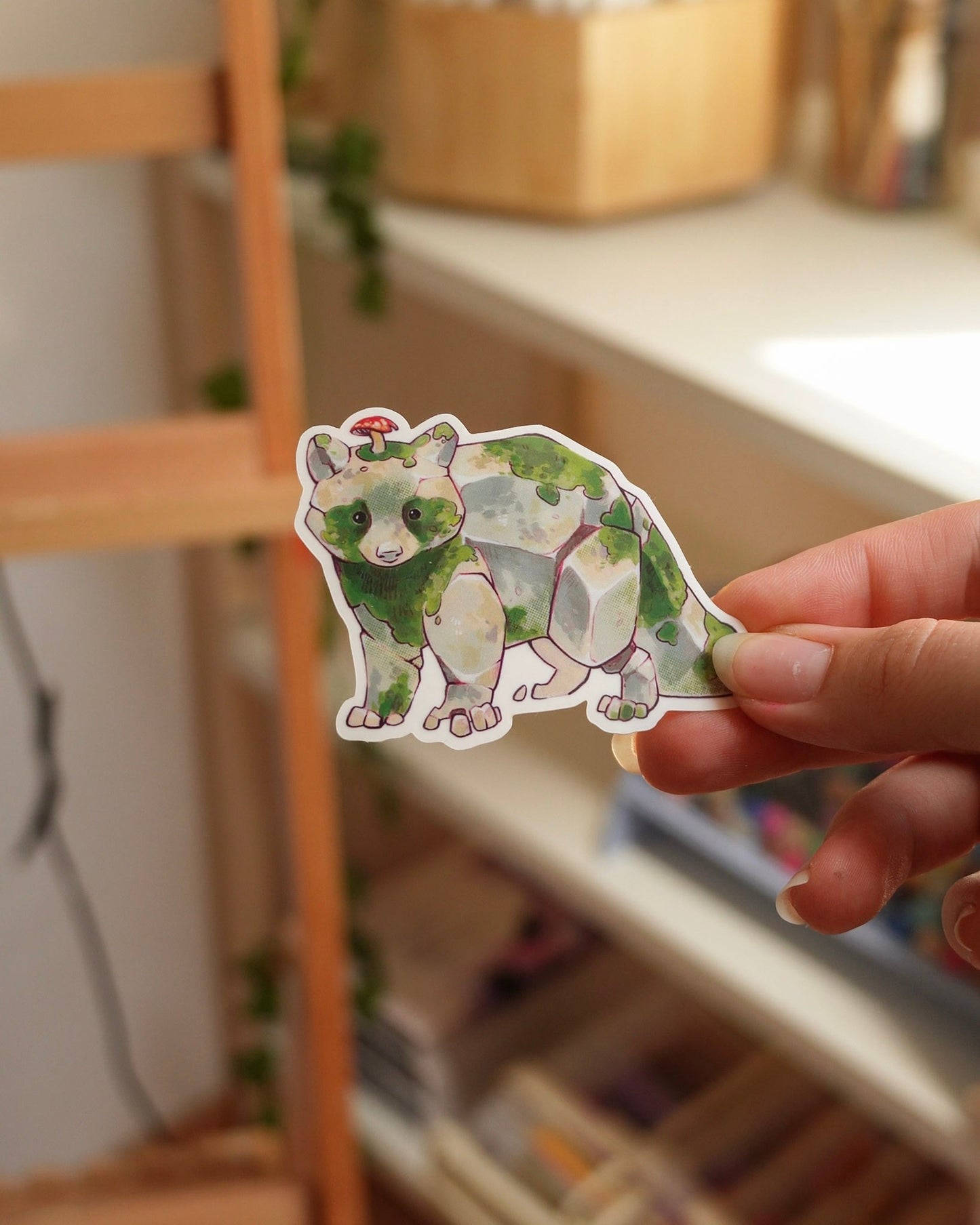 Rock raccoon sticker - vinyl, clear