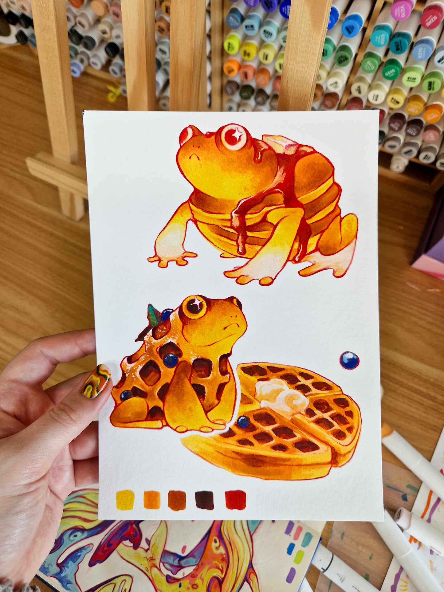 Waffle and pancake toad print