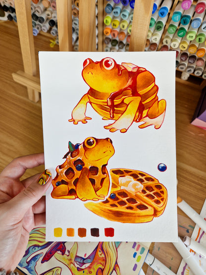 Waffle and pancake toad print