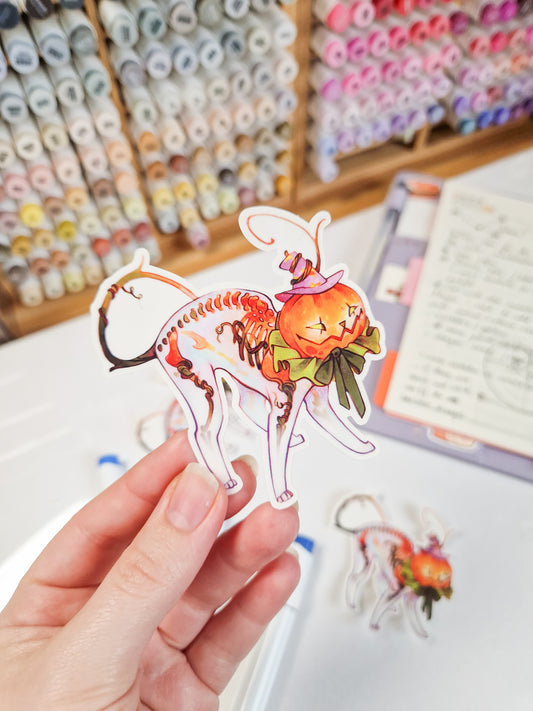 Pumpkin cat Twister - clear sticker