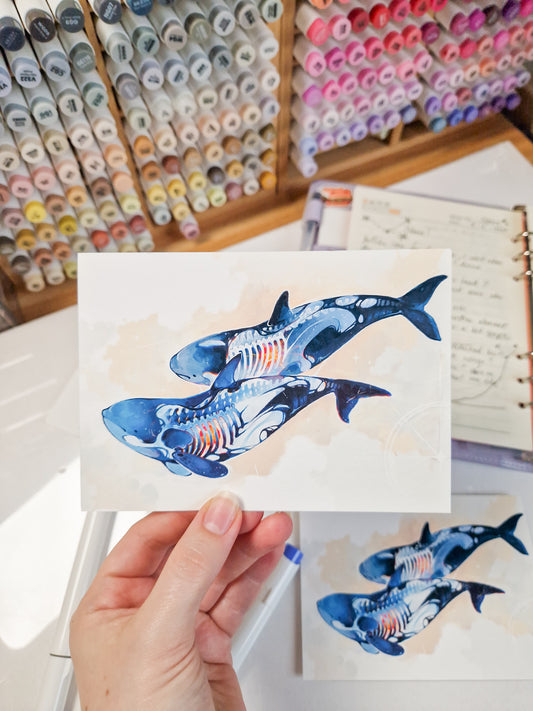 "Star whales" print
