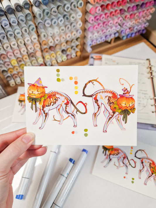 "Pumpkin cats" print