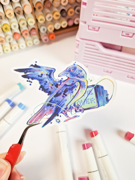 Game Over crow - matte sticker