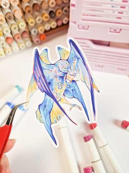 Winged Star crow - matte sticker