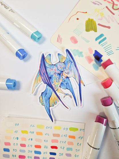 Winged Star crow - matte sticker