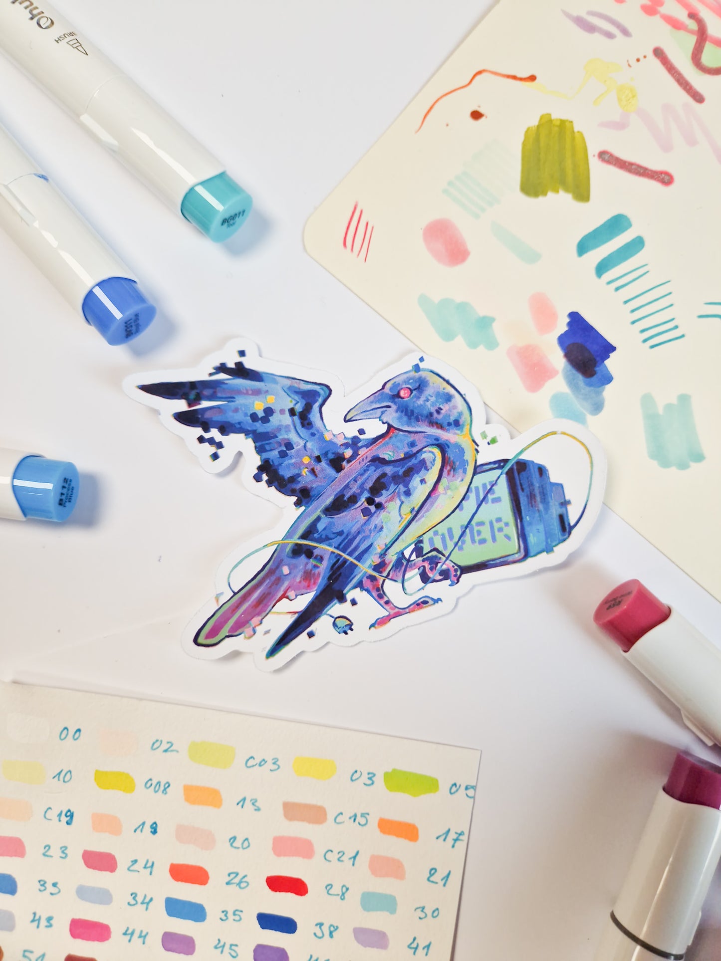 Game Over crow - matte sticker