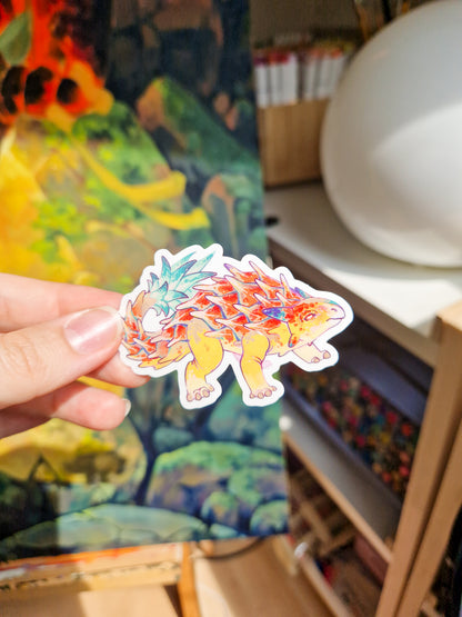 Pineapple dino sticker - vinyl, clear