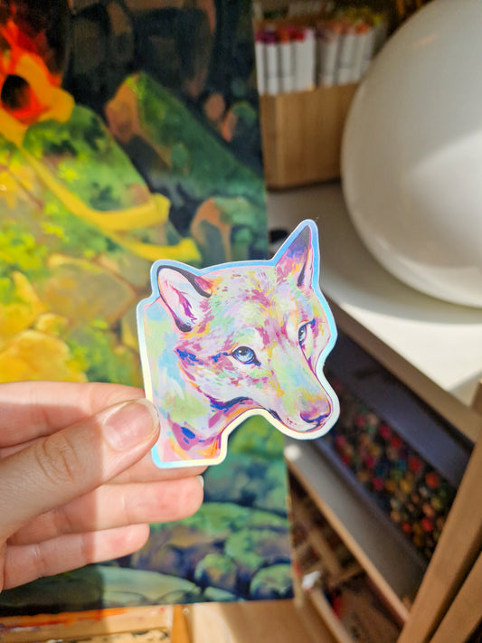 Color wolf sticker - vinyl, metalic
