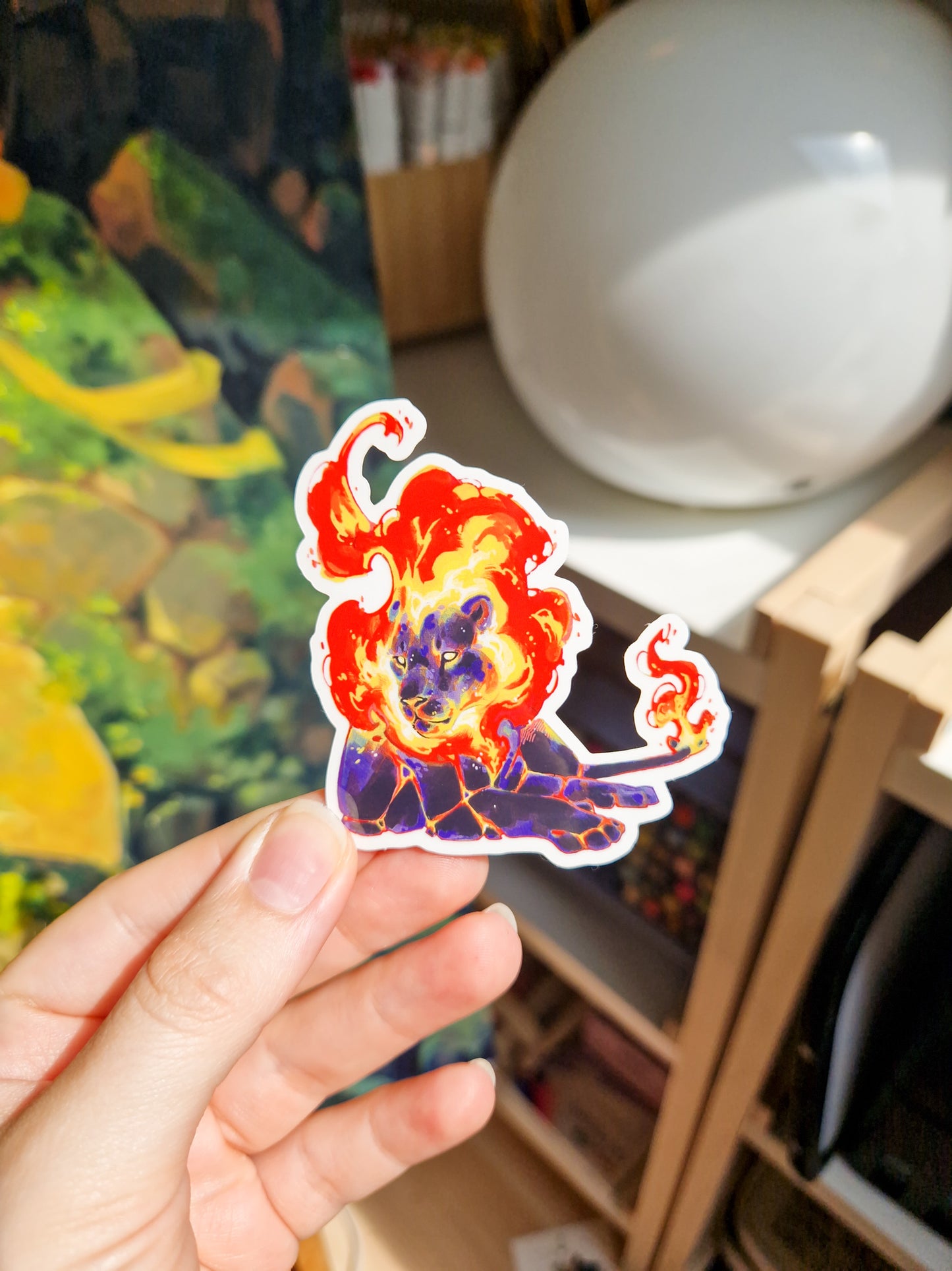 Fire lion sticker - vinyl, clear