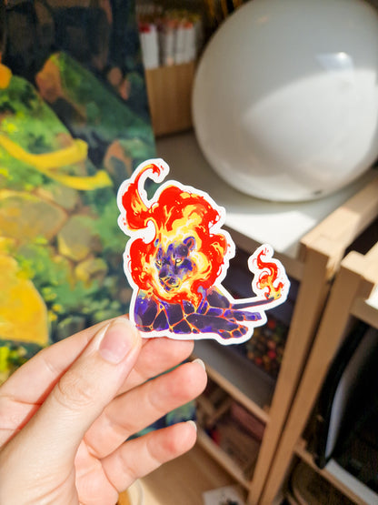 Fire lion sticker - vinyl, clear