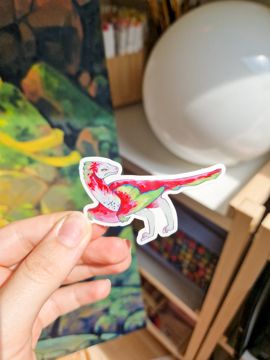 Dragonfruit dino sticker - vinyl, clear