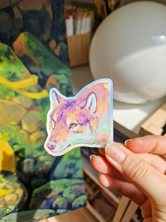 Copper wolf sticker - vinyl, metalic
