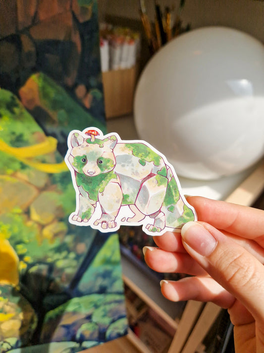 Rock raccoon sticker - vinyl, clear