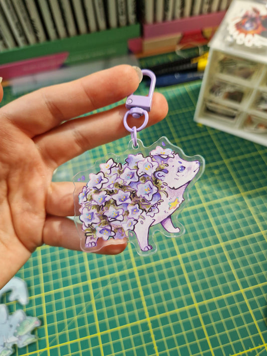 Flower hedgehog keychain