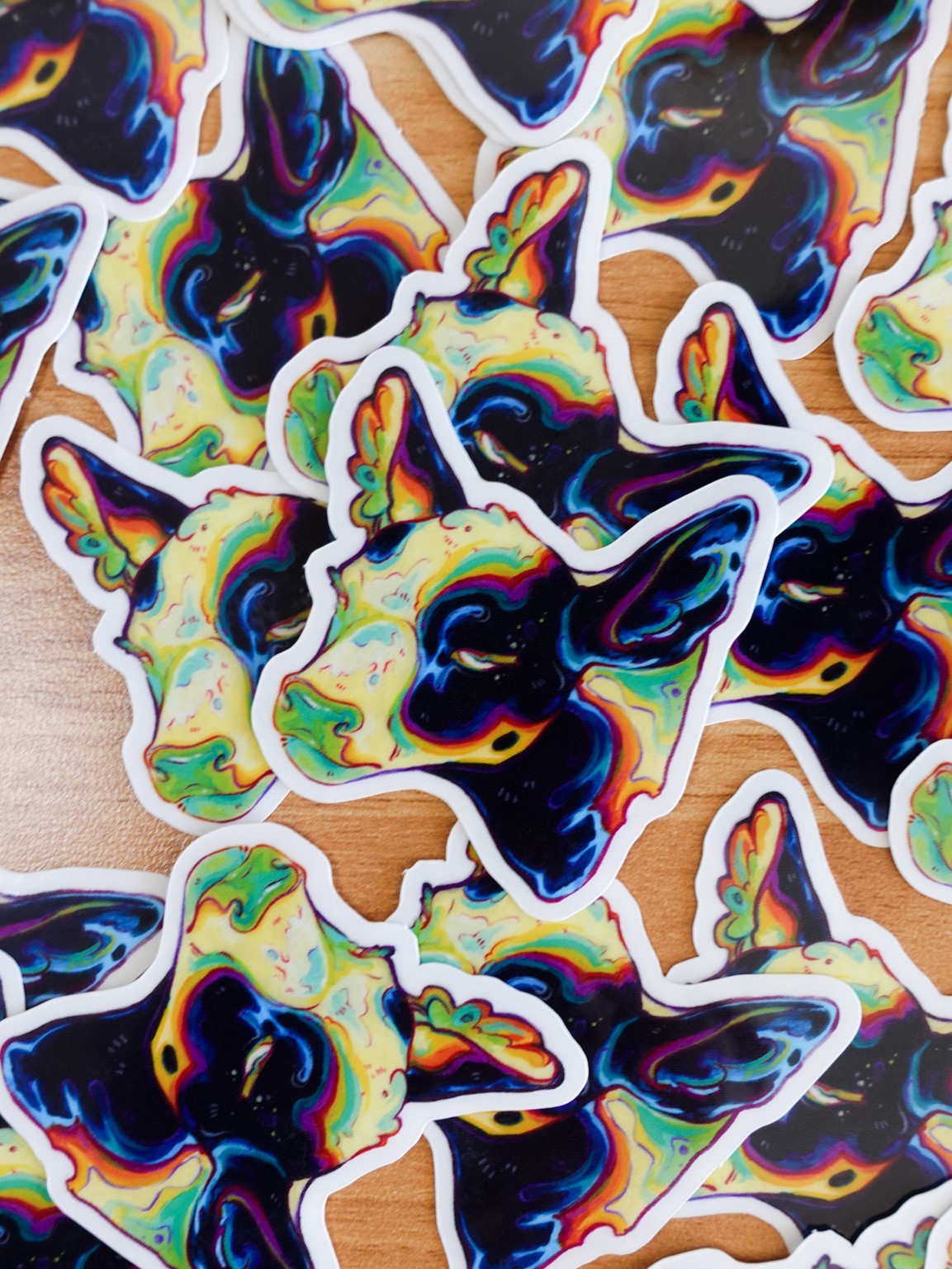 Rainbow cow sticker