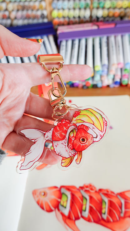 Sushi fish lanyard keychain