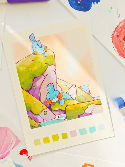 "Sleepy mudkip at the sea" print