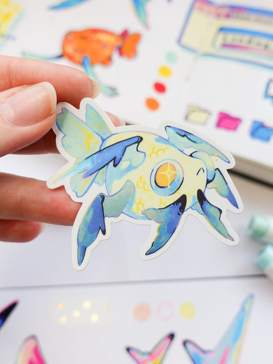 Angel fish sticker - matt with shine